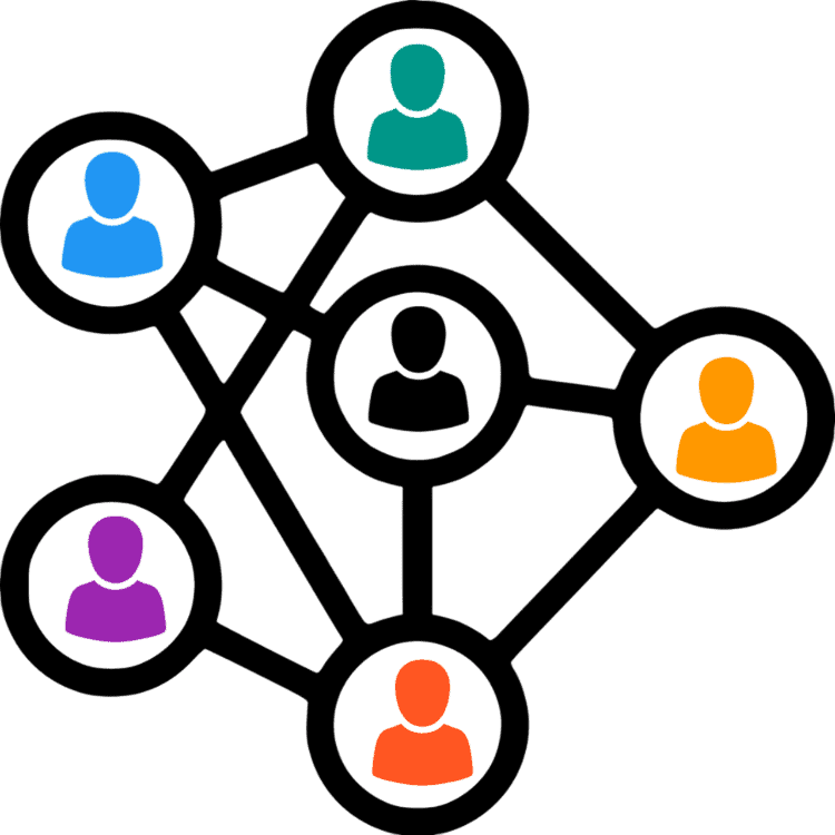 Service Areas 9 Icon showing a network of diverse individuals connected together, representing collaboration and community among NDIS providers and disability service teams