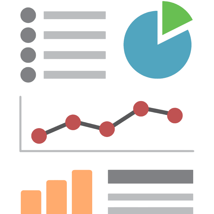 Service Areas 8 Graphs and charts depicting data analysis.